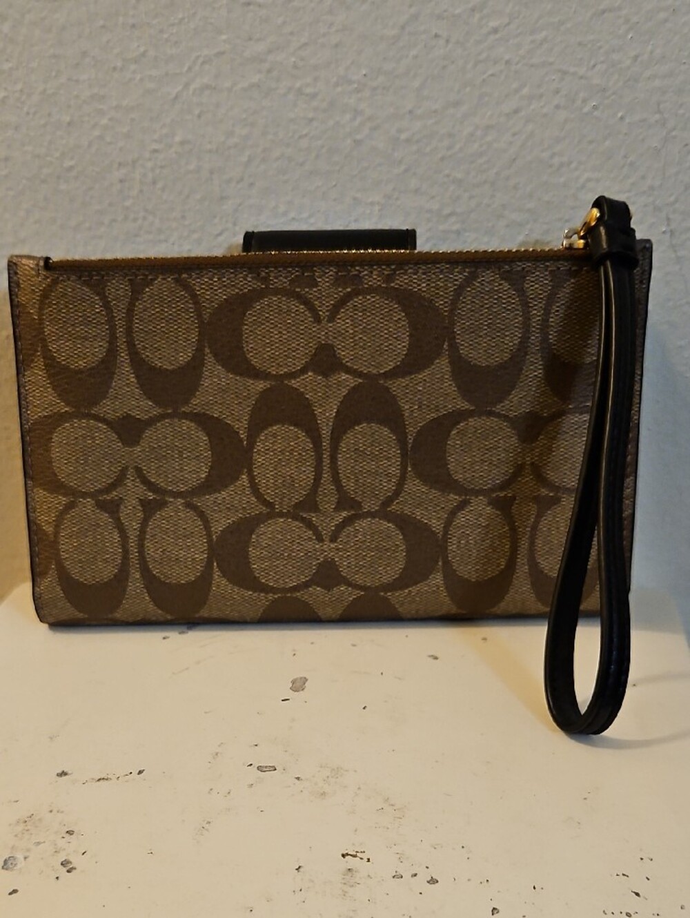 Coach Brown and Black Signature Canvas Phone Wristlet - Picture 7 of 7